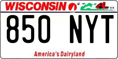 WI license plate 850NYT