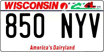 WI license plate 850NYV