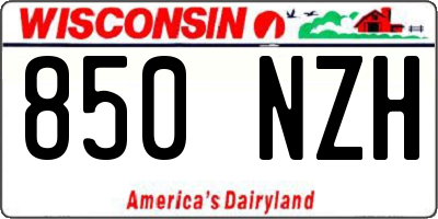 WI license plate 850NZH
