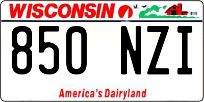 WI license plate 850NZI
