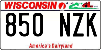 WI license plate 850NZK