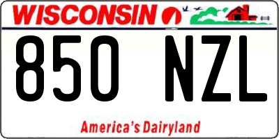WI license plate 850NZL