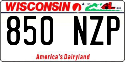 WI license plate 850NZP