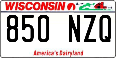 WI license plate 850NZQ