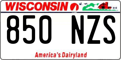 WI license plate 850NZS