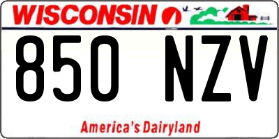 WI license plate 850NZV