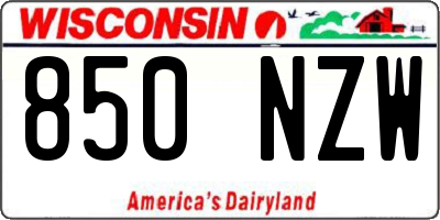 WI license plate 850NZW