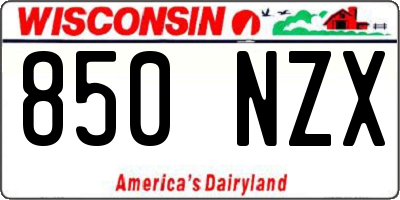 WI license plate 850NZX