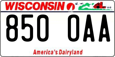 WI license plate 850OAA