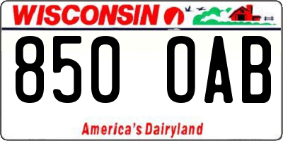 WI license plate 850OAB
