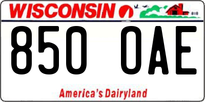 WI license plate 850OAE