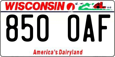 WI license plate 850OAF