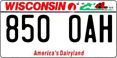 WI license plate 850OAH
