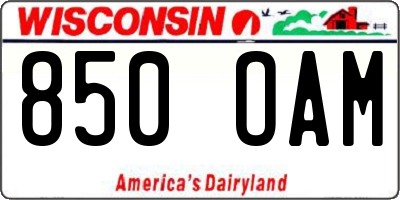 WI license plate 850OAM