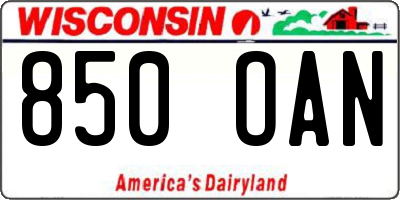 WI license plate 850OAN