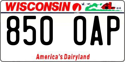 WI license plate 850OAP