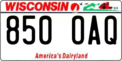 WI license plate 850OAQ