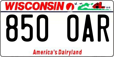 WI license plate 850OAR