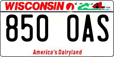 WI license plate 850OAS