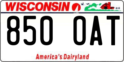WI license plate 850OAT