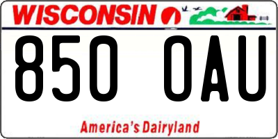 WI license plate 850OAU