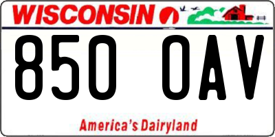 WI license plate 850OAV