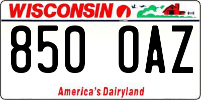 WI license plate 850OAZ