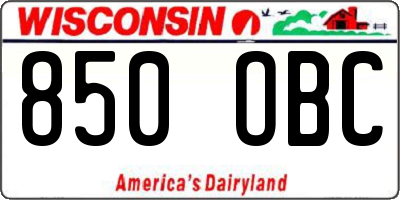 WI license plate 850OBC