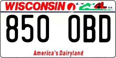 WI license plate 850OBD