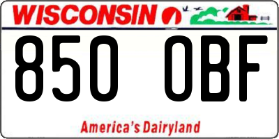 WI license plate 850OBF