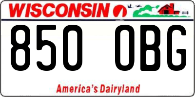 WI license plate 850OBG