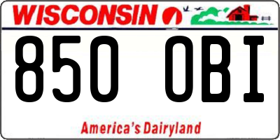 WI license plate 850OBI