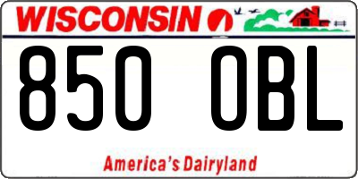 WI license plate 850OBL