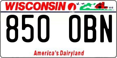WI license plate 850OBN