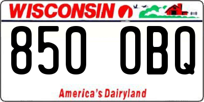 WI license plate 850OBQ