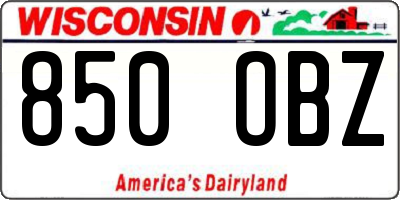 WI license plate 850OBZ