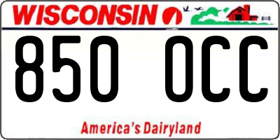 WI license plate 850OCC