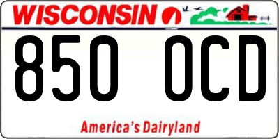 WI license plate 850OCD