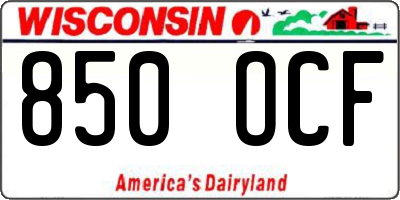 WI license plate 850OCF