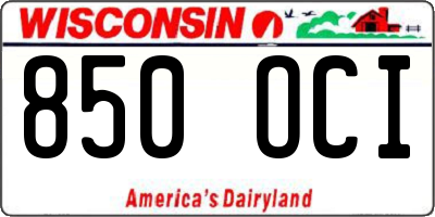 WI license plate 850OCI