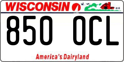 WI license plate 850OCL
