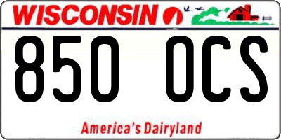 WI license plate 850OCS