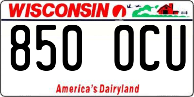 WI license plate 850OCU
