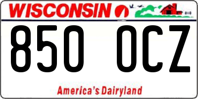 WI license plate 850OCZ