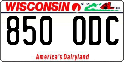 WI license plate 850ODC