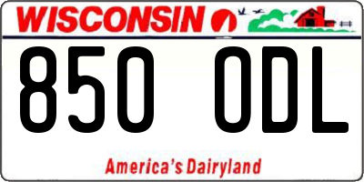 WI license plate 850ODL