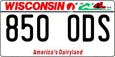WI license plate 850ODS