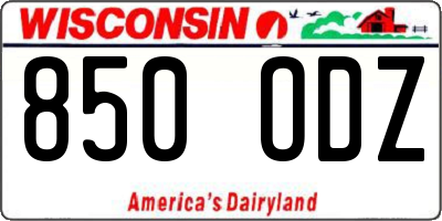 WI license plate 850ODZ