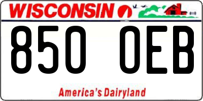 WI license plate 850OEB
