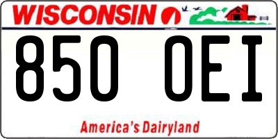 WI license plate 850OEI